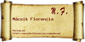 Mácsik Florencia névjegykártya